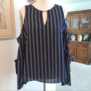 MICHAEL Michael Kors Cold Shoulder Blouse Navy